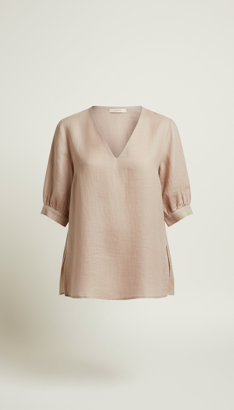 Blush beige linen blouse