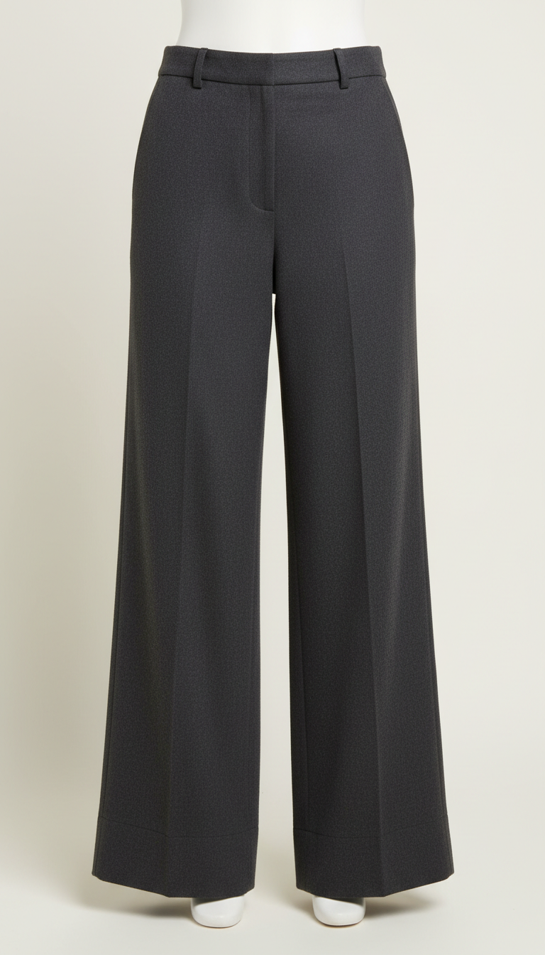 Deep charcoal wide-leg trousers